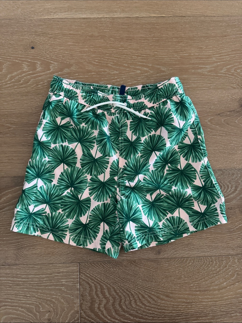Janie and Jack Green Palm-Print Swim Trunks